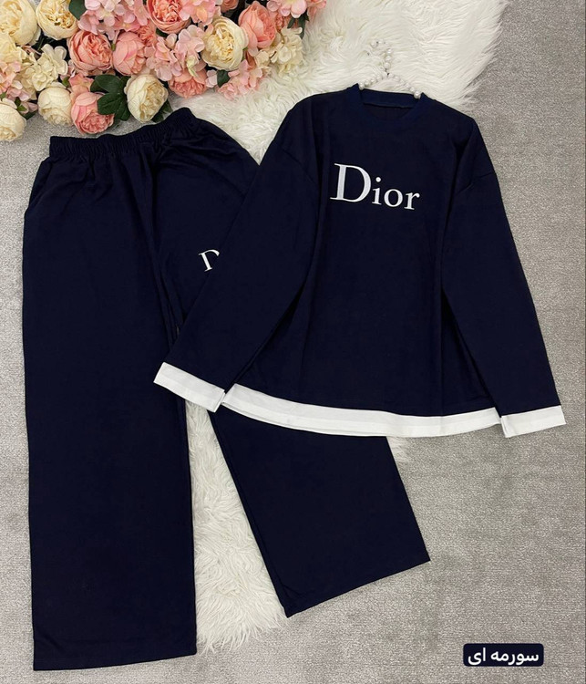 ست دو تیکه تیشرت و شلوار زنانه مدل دیور Dior جنس گلکسی پنبه درجه ۱ k - لباس راحتی و خانگی زنانه (ستهای پنبهای)🏠💖