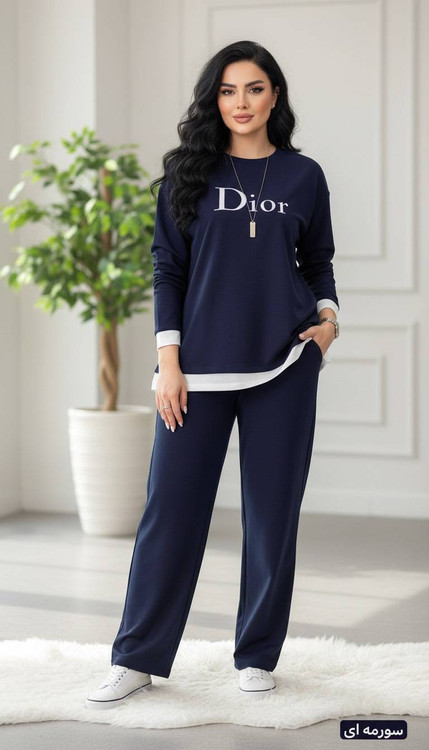 ست دو تیکه تیشرت و شلوار زنانه مدل دیور Dior جنس گلکسی پنبه درجه ۱ k - لباس راحتی و خانگی زنانه (ستهای پنبهای)🏠💖