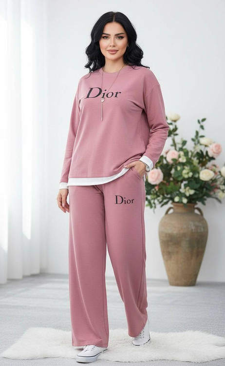 ست دو تیکه تیشرت و شلوار زنانه مدل دیور Dior جنس گلکسی پنبه درجه ۱ k - لباس راحتی و خانگی زنانه (ستهای پنبهای)🏠💖
