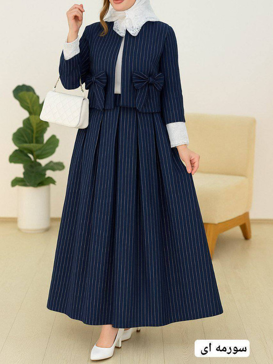 کت دامن زنانه مدل آزیتا جنس شانتون تایوان درجه ۱ خرجکار تور F - کت و دامن زنانه👗
