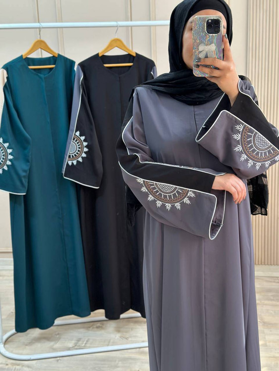 مانتو عبایی مدل خورشید جنس کرپ ندا اماراتی درجه ۱ F - 🌱عبا و چادر شیک✨