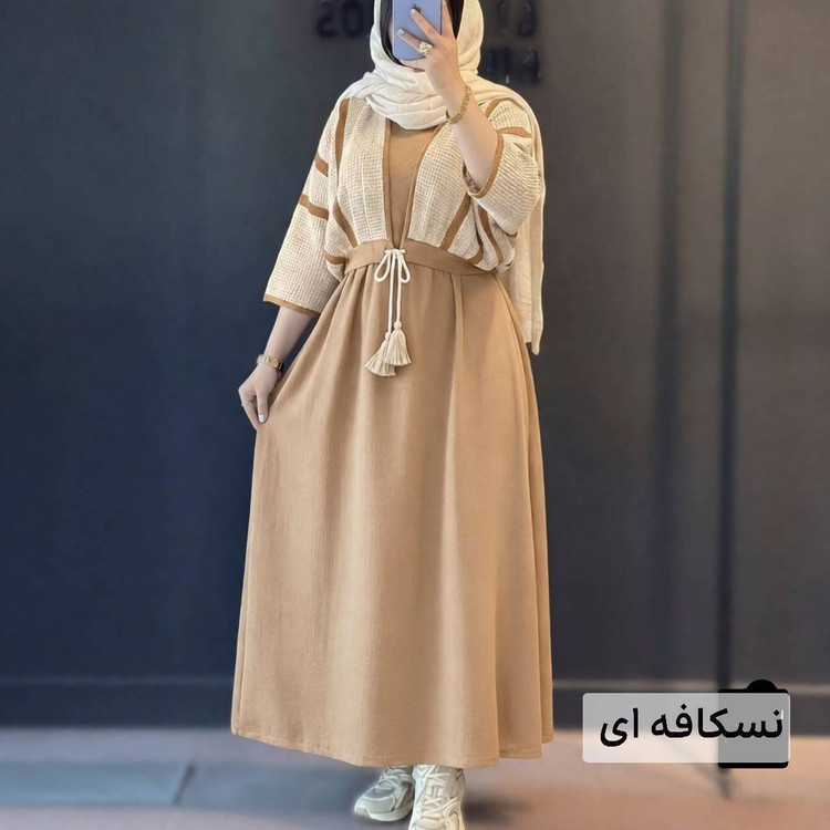 ست کت سارافون زنانه مدل سوگل F جنس شانتون لنین درجه ۱ - ست کت سارافون زنانه😻🌟