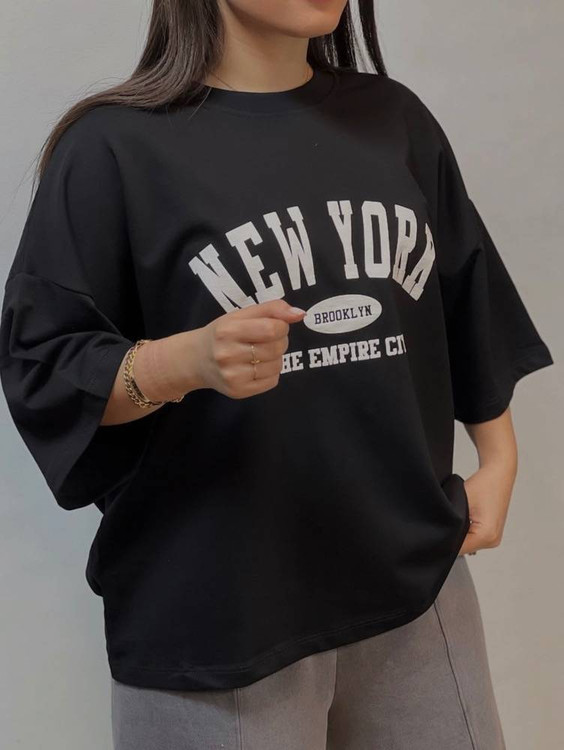 تیشرت زنانه مدل نیویورک /New York جنس نخ پنبه درجه ۱ آرومافشن