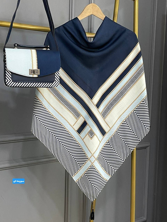 ست کیف و روسری زنانه مدل ورساچه تیبا F جنس نخی منگوله دار درجه ۱