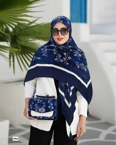 ست کیف و روسری زنانه مدل گلسا F جنس نخی منگوله دار درجه ۱