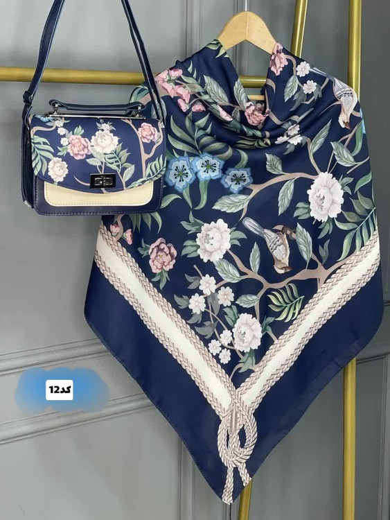 ست کیف و روسری زنانه مدل گلسا F جنس نخی منگوله دار درجه ۱
