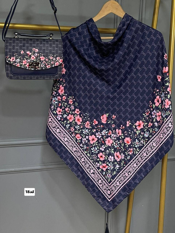 ست کیف و روسری زنانه مدل گلسا F جنس نخی منگوله دار درجه ۱