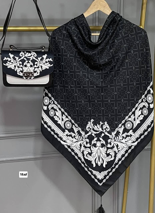 ست کیف و روسری زنانه مدل گلسا F جنس نخی منگوله دار درجه ۱