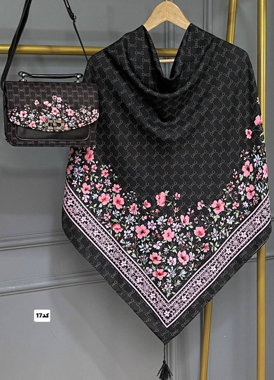 ست کیف و روسری زنانه مدل گلسا F جنس نخی منگوله دار درجه ۱
