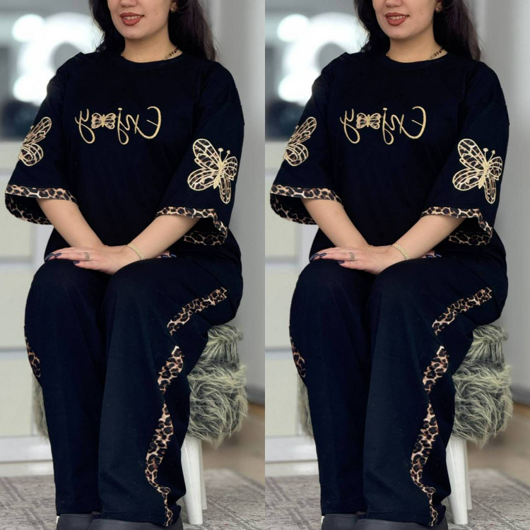 ست دو تیکه تیشرت و شلوار زنانه مدل گیلدا enjoy جتس گلکسی پنبه درجه ۱ MkF