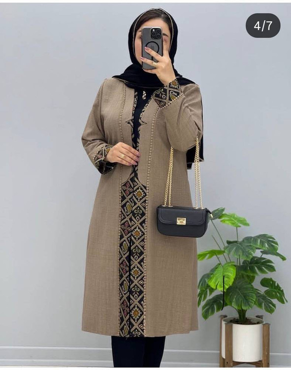 مانتو بلند زنانه مدل حورا جنس صوفیا ژاکارد درجه ۱ k