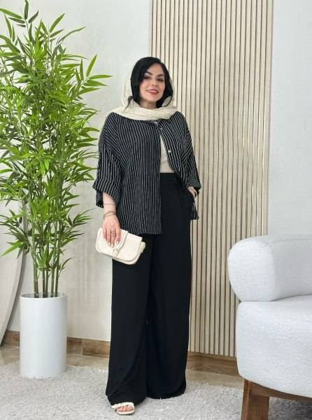 ست شومیز شلوار زنانه مدل مهسون لنین شانتون درجه 1 M