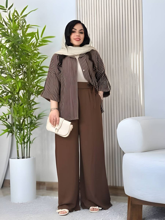 ست شومیز شلوار زنانه مدل مهسون لنین شانتون درجه 1 M