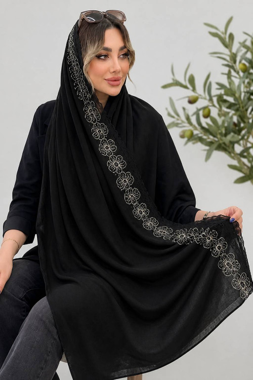 شال زنانه گلدوزی گلاب جنس کریشه پلاس گلدوزی ودانتل و درجه ۱ مزونی ✅