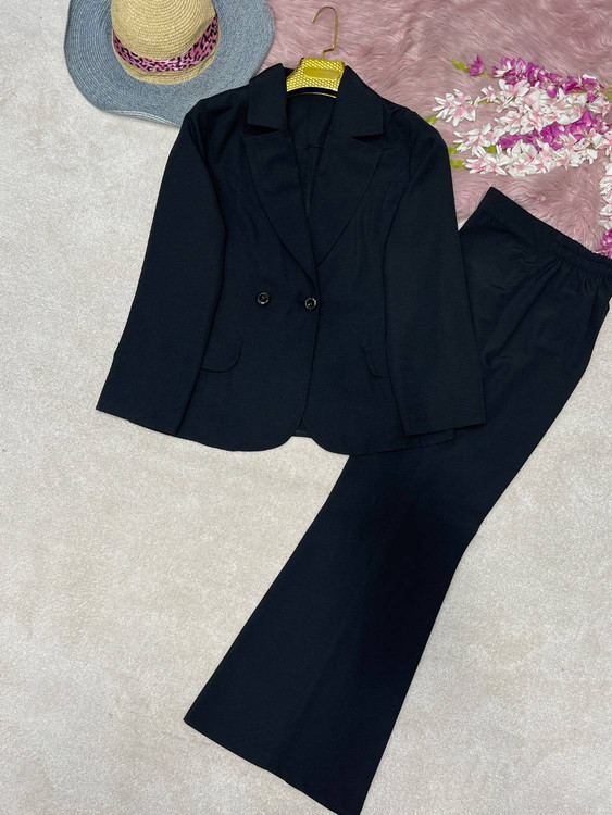 کت شلوار بهاران مزونی شیک مشکی کرپ مازراتی لاییکوبی شده👗✨ - تصویر 7 - شلوار زنانه