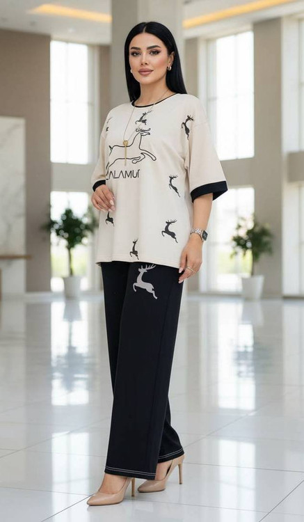 خرید ست راحتی زنانه مدل گوزنی آرومافشن ۱۵