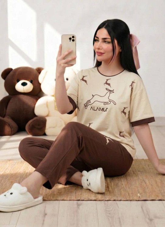 خرید ست راحتی زنانه مدل گوزنی آرومافشن ۱۸