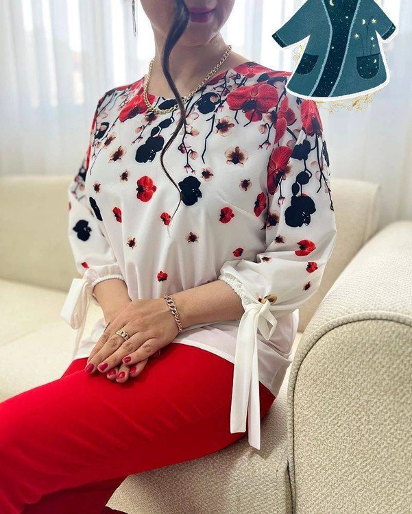خرید شومیز تک زنانه مدل شکوفه M جنس بوگاتی درجه ۱ اروما فشن ۲