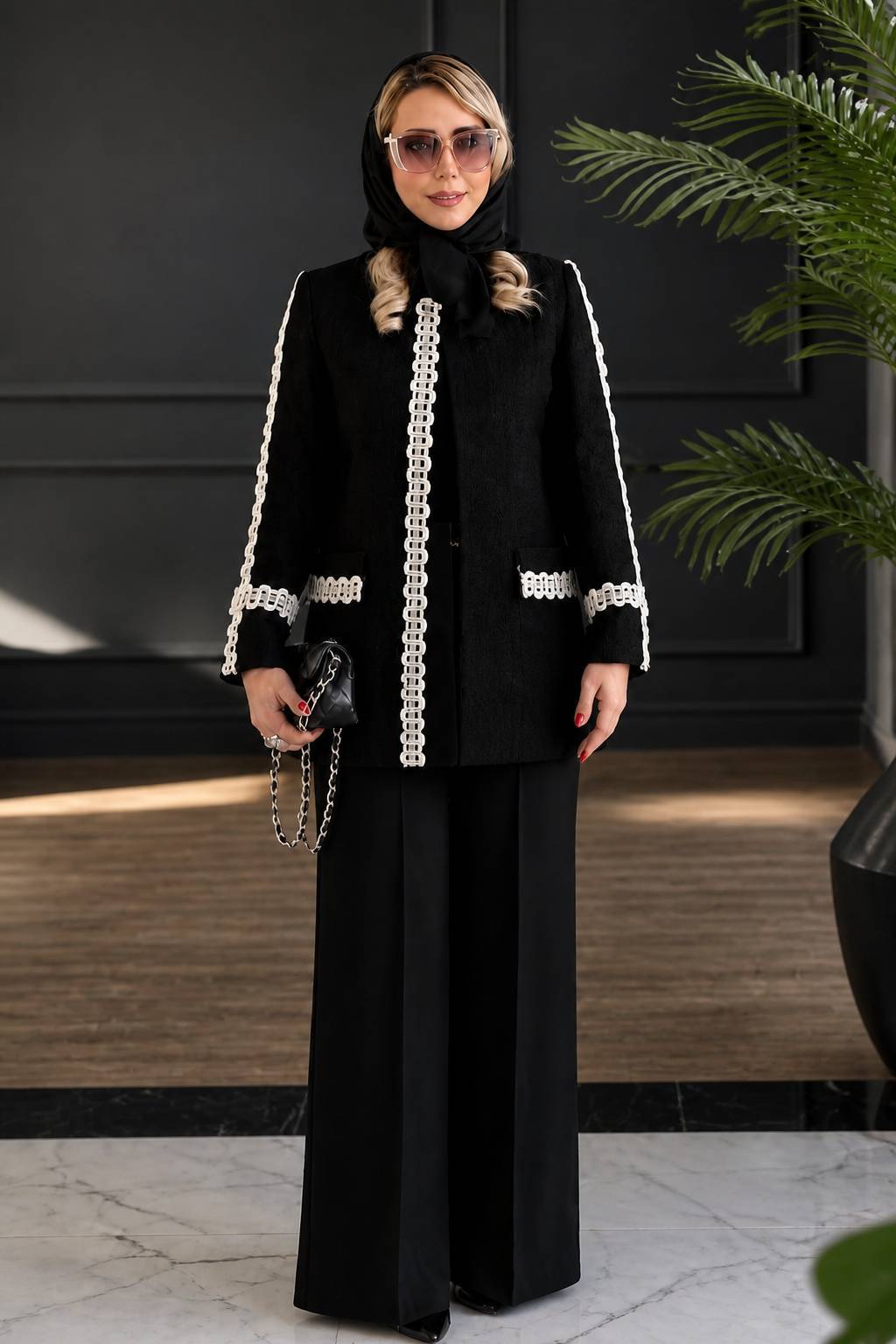 کت شلوار زنانه مدل آلما rad ✨جنس مازراتی گرم بالا درجه ۱ ✅بهترین کیفیت مستقیما از تولیدی (فروش تک و عمده آرومافشن)