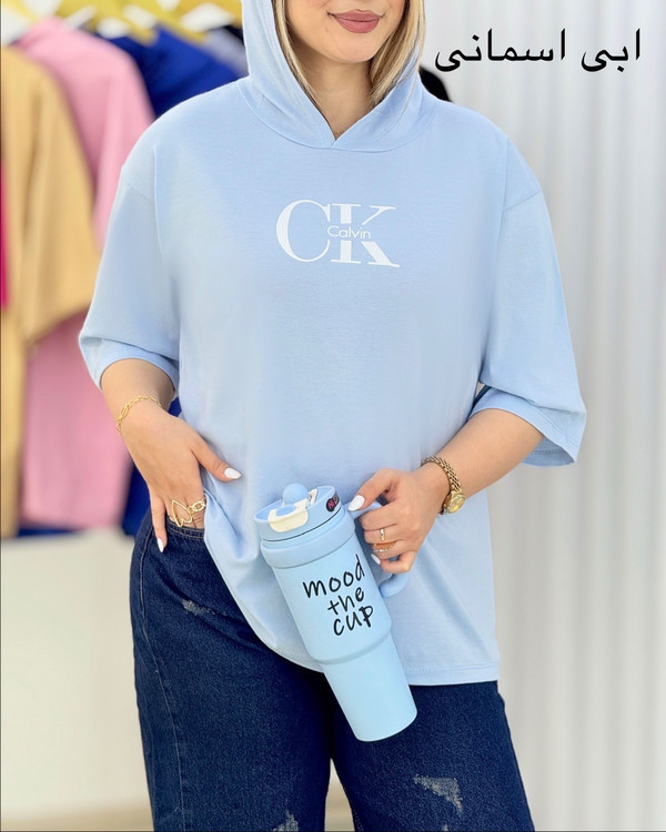 تیشرت زنانه مدل لانگ CK پنبه دبل H - جنس پنبه - آروما فشن ۷