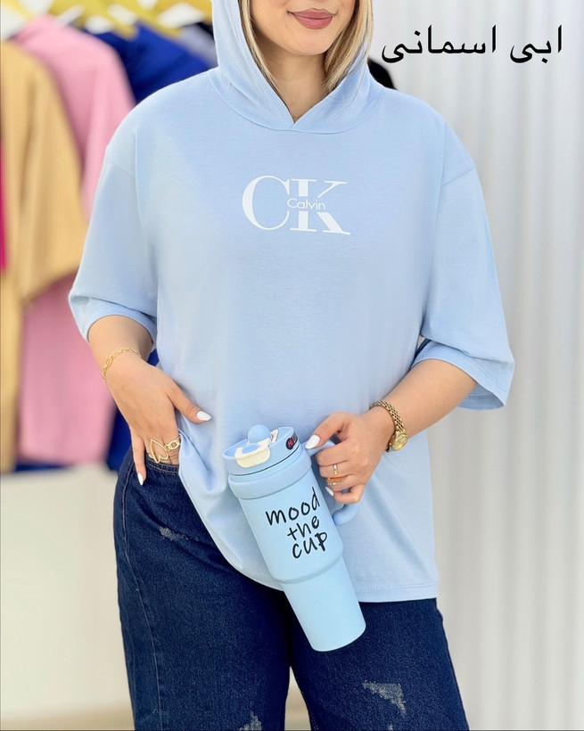 تیشرت زنانه مدل لانگ CK پنبه دبل H - جنس پنبه - آروما فشن ۷