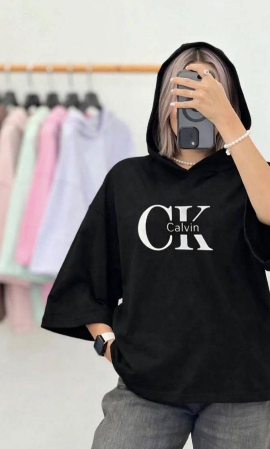 تیشرت زنانه مدل لانگ  CK جنس پنبه دبل درجه ۱ تضمینی rash (فروش تک و عمده)