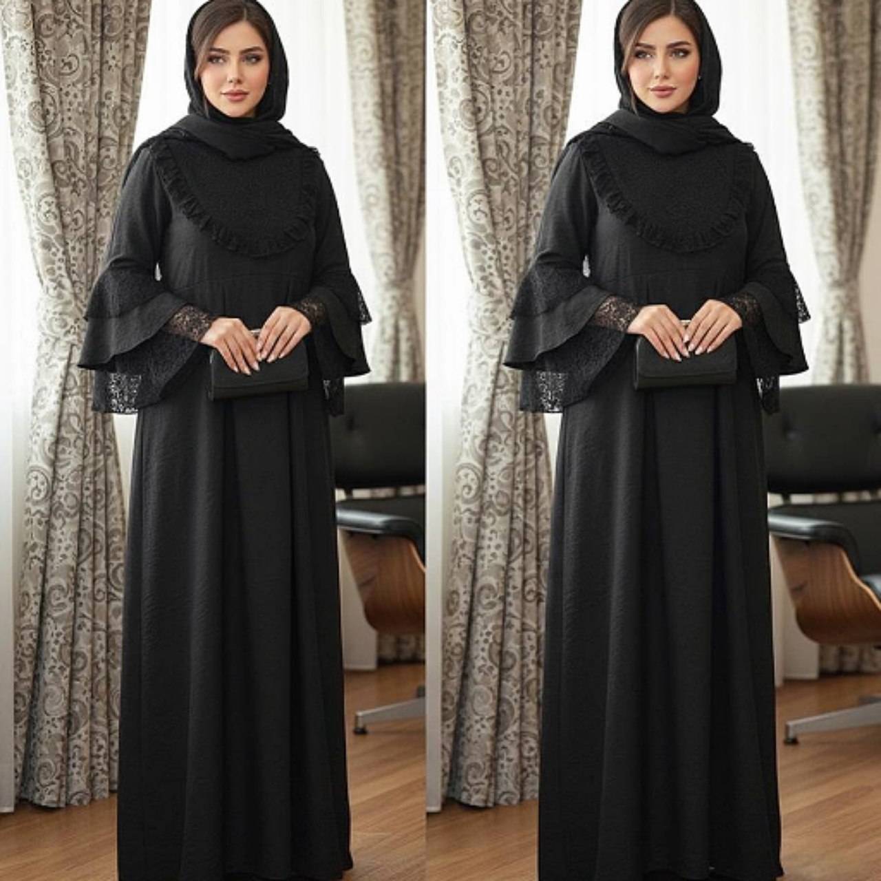 عبا زنانه محرمی مدل یاس 🌱ek🌱 جنس بابوس اعلاء توردانتل درجه 1 بابوس اعلاء توردانتل درجه 1 با بهترین کیفیت  مستقیما از تولیدی( فروش تک وعمده آرومافشن )