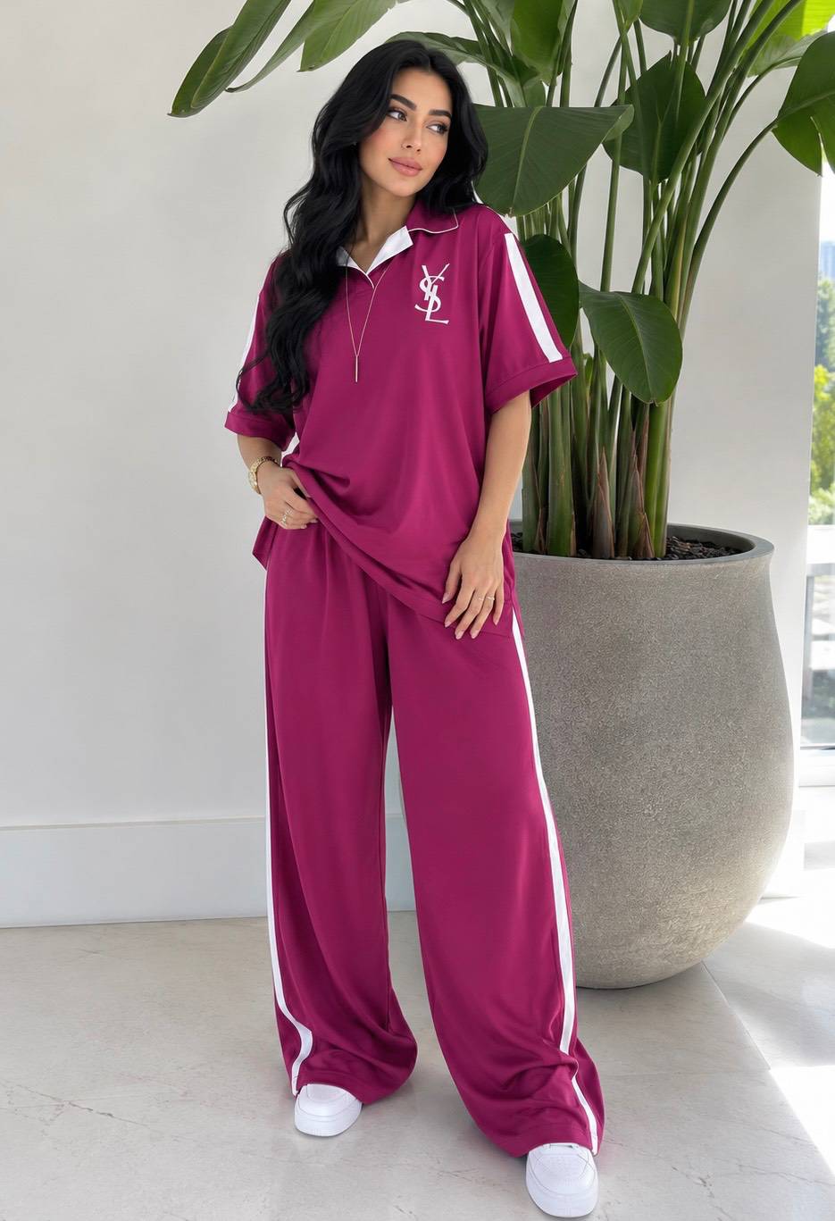 ست دوتیکه تیشرت شلوار زنانه مدل🌱 Ysl💯 جنس گلکسی پنبه درجه 1 با لطافت بالا و بهترین کیفیت مستقیما از تولیدی tet2 (فروش تک و عمده آرومافشن)
