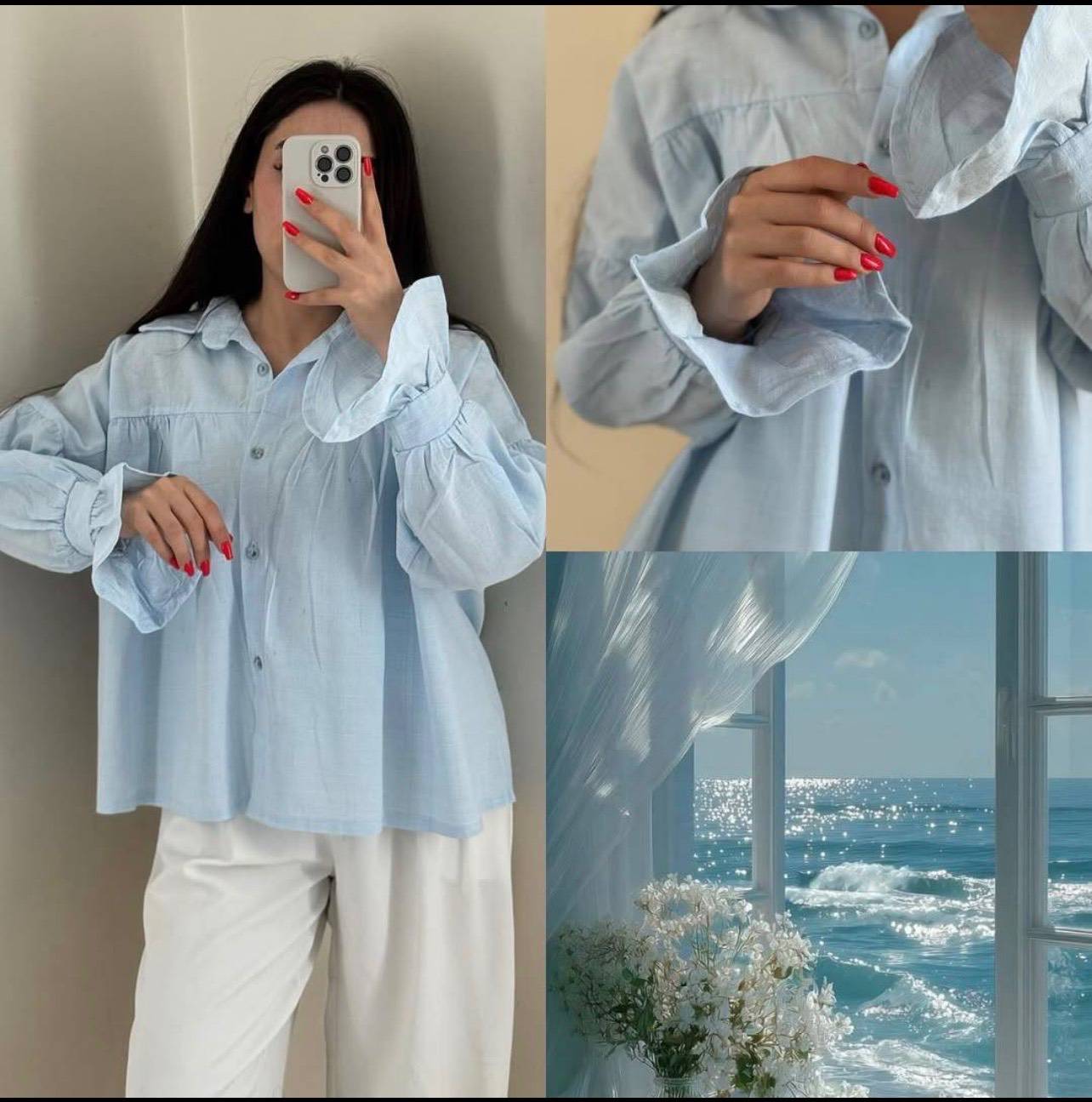 شومیز زنانه عروسکی مدل لیسا🌟pr🌱جنس پری(Perry )درجه 1،🌱 لطیف و خنک🌱  با بهترین کیفیت مناسب فصل مستقیما از تولیدی  (فروش تک و عمده آرومافشن)