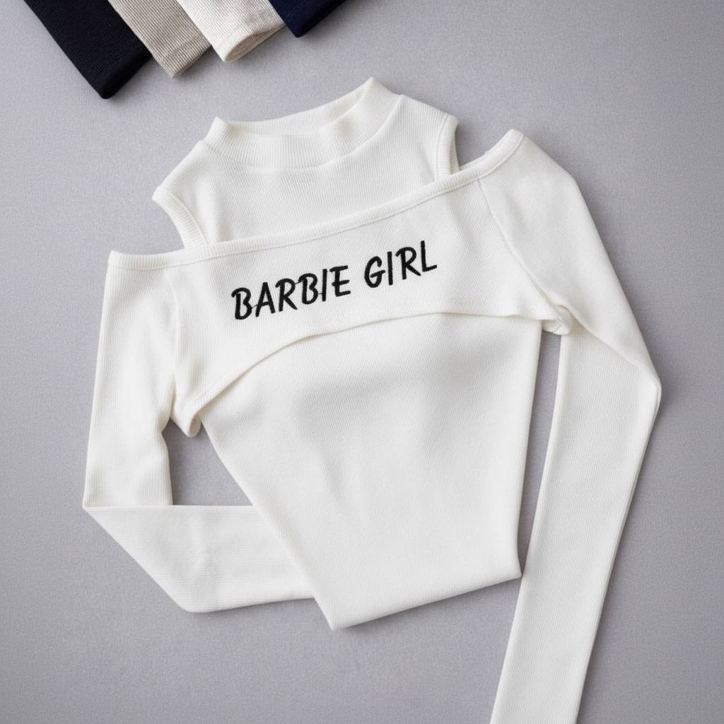 تاپ دو تیکه زنانه barble girl🌈جنس فانریپ اعلاء درجه 1 rash با لطافت بالا و بهترین کیفیت مستقیما از تولیدی (فروش تک و عمده آرومافشن)