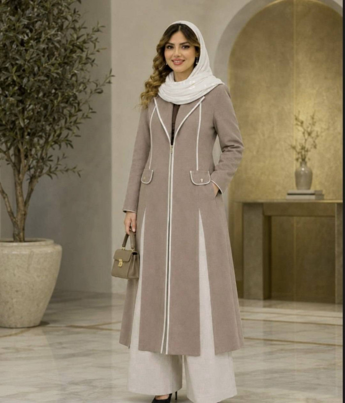 مانتو بلند زنانه مدل اوینnil✅️جنس مازراتی درجه 1✅️ با کیفیت بالا و تن خور عالی مستقیم از تولیدی فروش تک وعمده