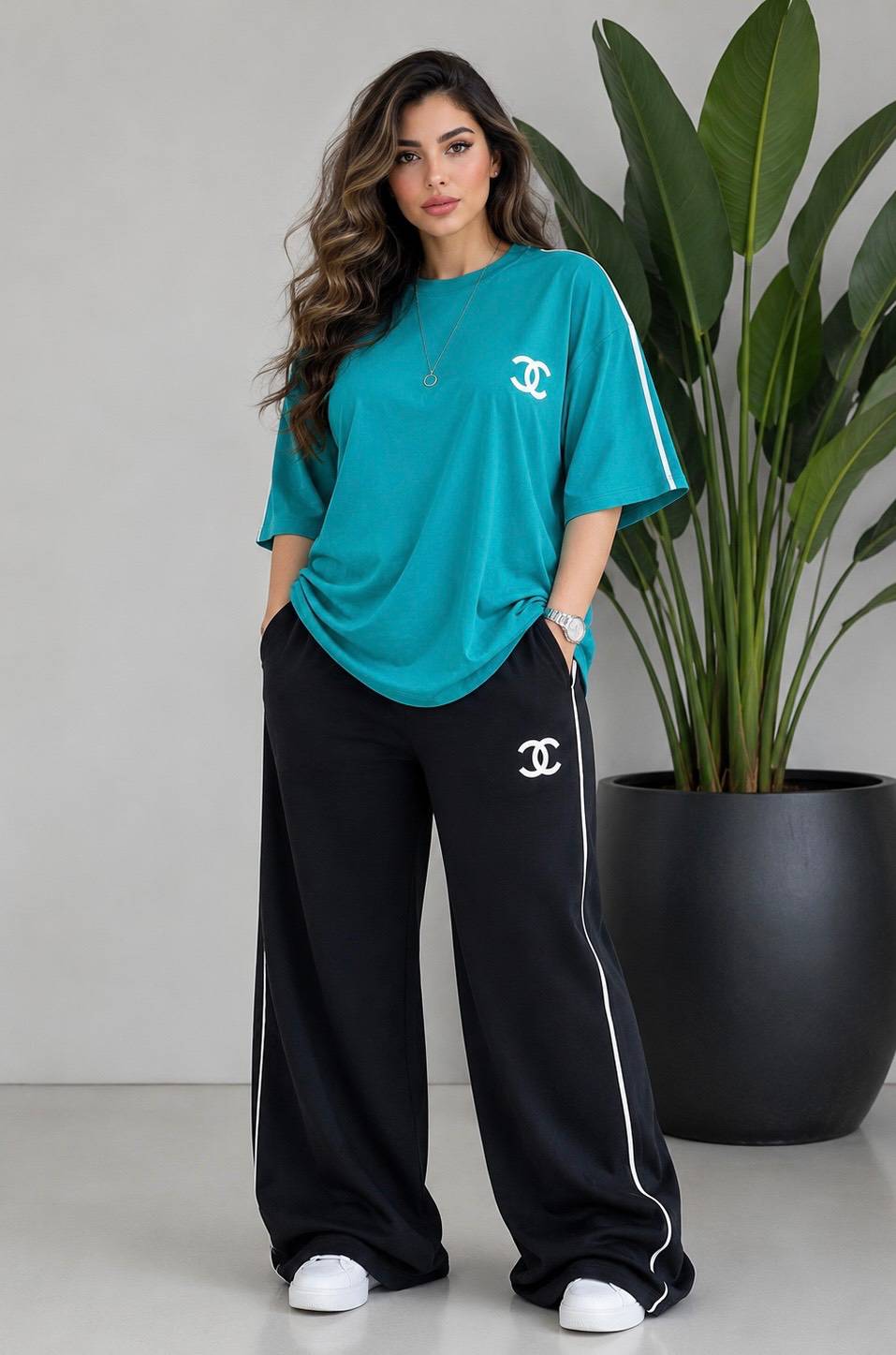 ست  تیشرت شلوار  زنانه مدل chanel🌷جنس گلکسی نخ پنبه اعلاء درجه ی 1 با لطافت بالا  💕tet2🌱با بهترین کیفیت 🤌 مستقیم از تولیدی( فروش تک وعمده در آروما فشن)