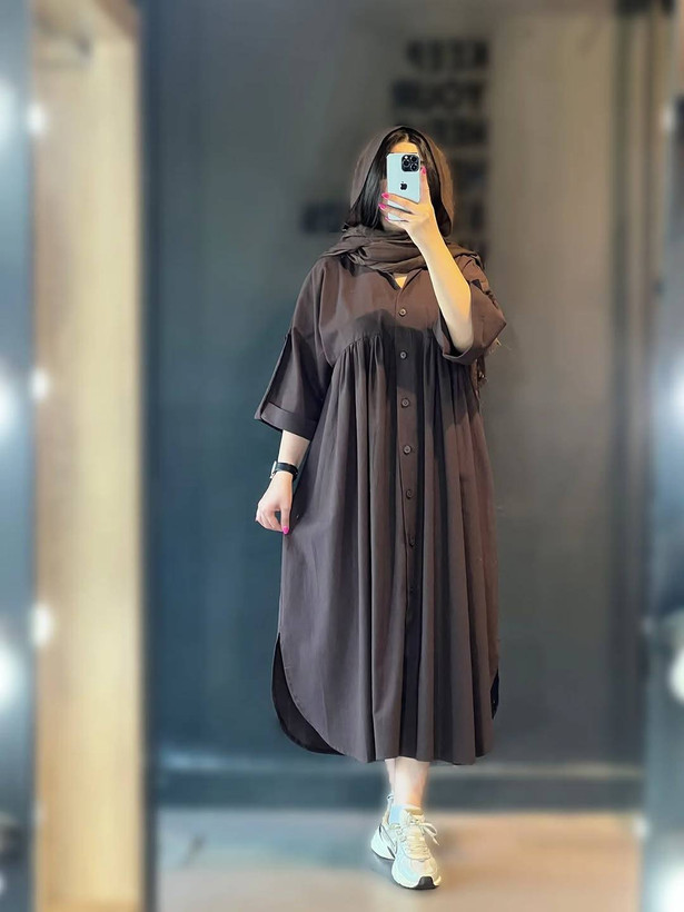 مانتو بلند زنانه مدل کفتان جلو دکمه آستین پاگون☘️ ek 🪷جنس لنین درجه ۱ با بهترین کیفیت 🤌 🤌 مستقیم از تولیدی (فروش تک و عمده)