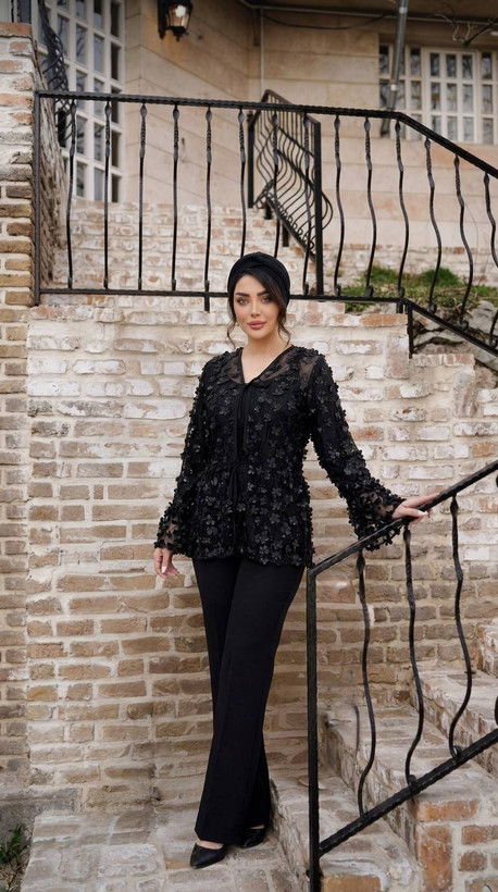 شومیز شلوار مجلسی زنانه مدل شکوفه rad✅️جنس تور برجسته شکوفه دار درجه 1✅ با بهترین کیفیت مناسب فصل مستقیما از تولیدی (فروش تک و عمده آرومافشن)
