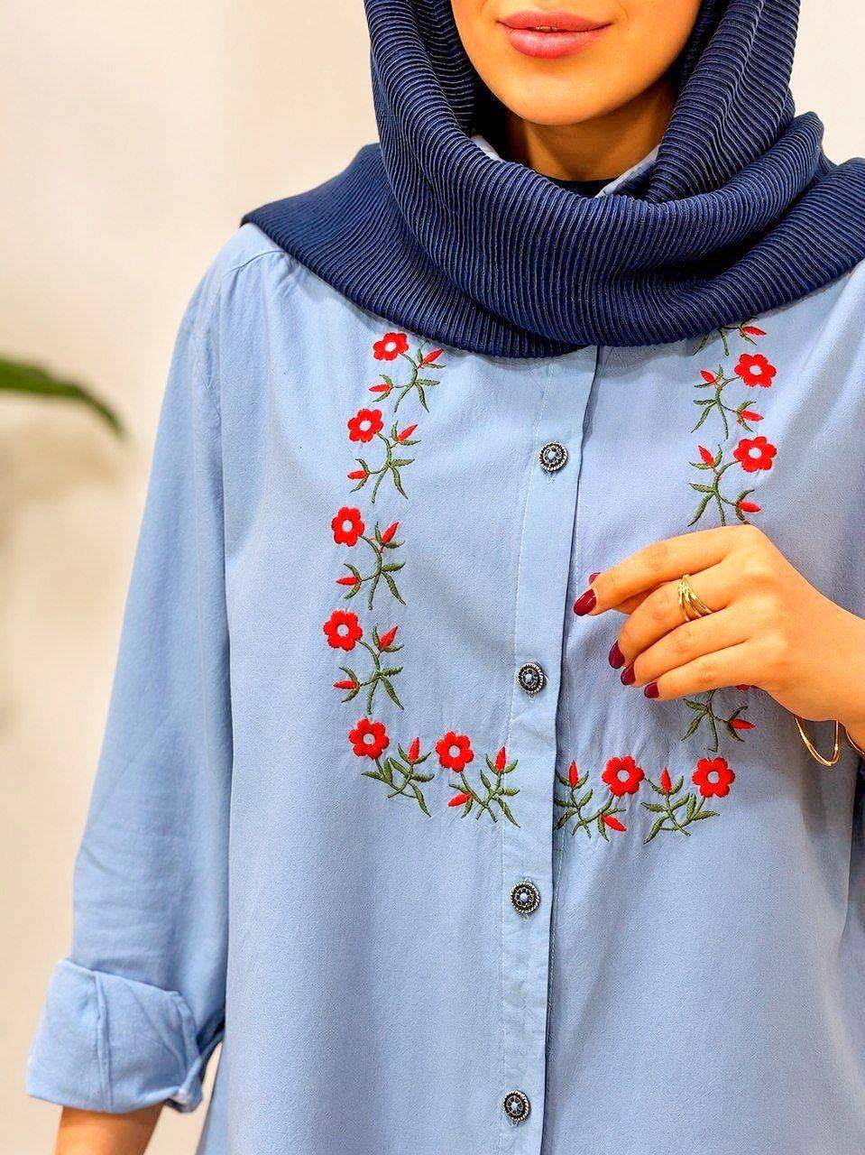 مانتو زنانه مدل الیاف گلسار🌟 shb🌱جنس الیاف لنین آنزیم شور شده،و گلدوزی شده درجه 1، با بهترین کیفیت مناسب فصل مستقیما از تولیدی  (فروش تک و عمده آرومافشن)