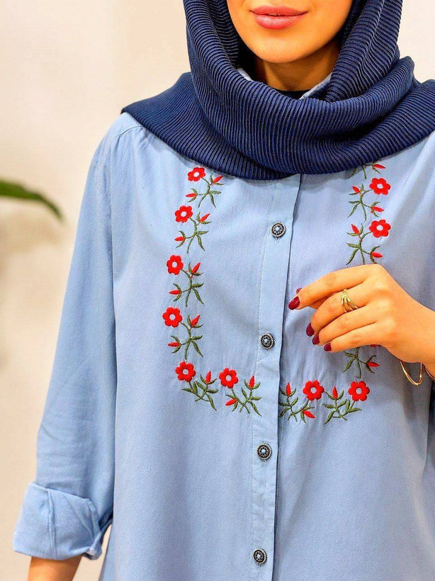 مانتو زنانه مدل الیاف گلسار🌟 shb🌱جنس الیاف لنین آنزیم شور شده،و گلدوزی شده درجه 1، با بهترین کیفیت مناسب فصل مستقیما از تولیدی (فروش تک و عمده آرومافشن)