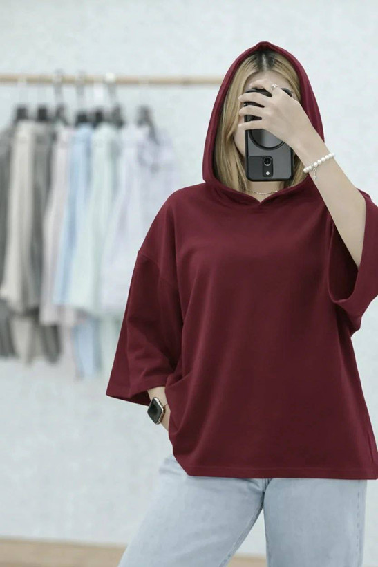 تیشرت زنانه مدل لانگ کلاه دارrash 🌟جنس پنبه دبل بافت عالی درجه ۱ ✅با بهترین کیفیت مستقیما از تولیدی(فروش تک و عمده آرومافشن)