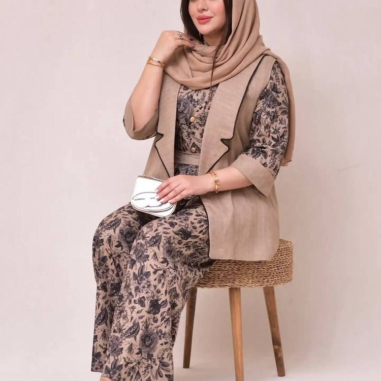 ست کت و اورال زنانه مدل آپامه ek✅جنس لنین نچرال درجه ۱✅ با بهترین کیفیت مستقیما از تولیدی(فروش تک و عمده آرومافشن)