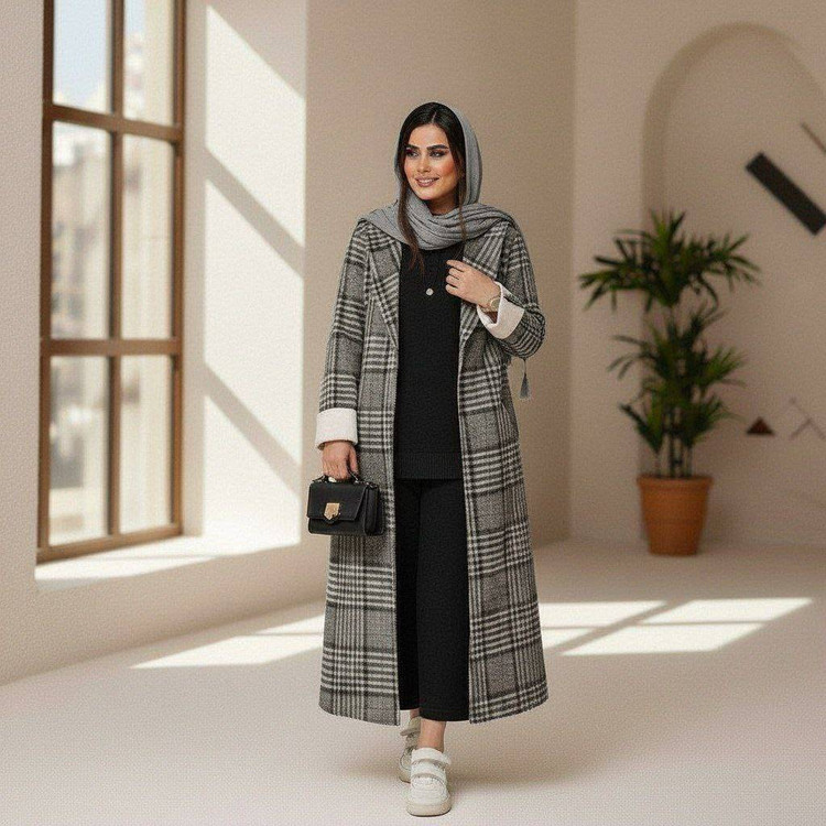 مانتو بلند زنانه پاییزه مدل دلبرانek ✅ جنس پیر دوبل درجه ۱✅ با بهترین کیفیت مستقیم از تولیدی (فروش تک و عمده)