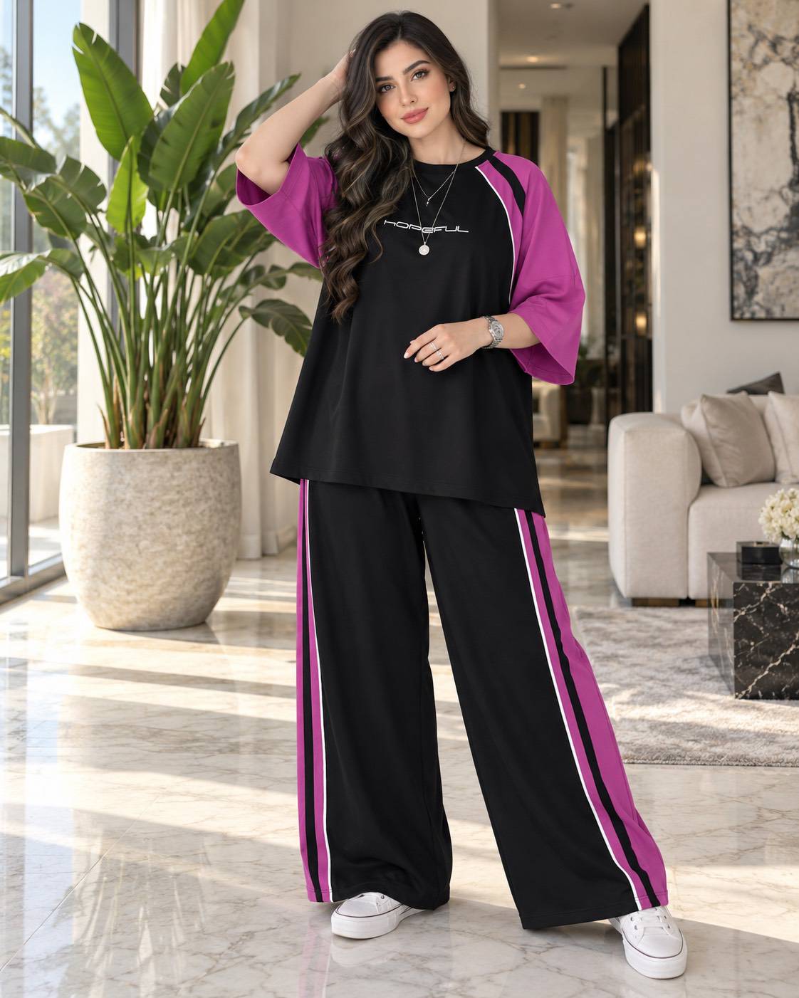 ست  تیشرت شلوار زنانه مدل hope✅️جنس گلکسی نخ پنبه اعلاء درجه 1 ✅با لطافت بالا tet2 بهترین کیفیت مستقیما از تولیدی (فروش تک و عمده آرومافشن)