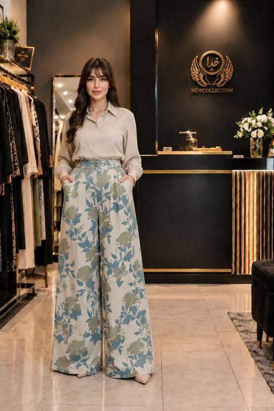 شلوار زنانه طرح دار مدل پاییزه ek✅️جنس لنین نچرال درجه 1 ✅️با بهترین کیفیت مستقیما از تولیدی (فروش تک و عمده آرومافشن)