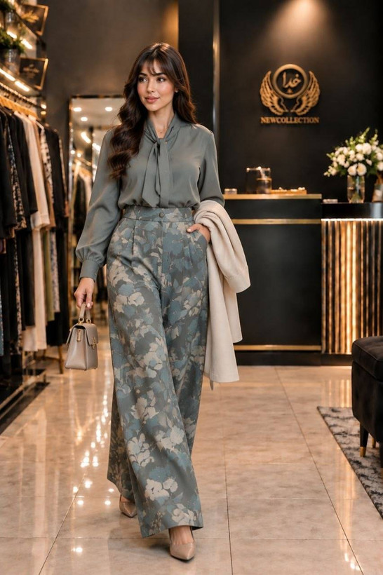 شلوار زنانه طرح دار مدل پاییزه ek✅️جنس لنین نچرال درجه 1 ✅️با بهترین کیفیت مستقیما از تولیدی (فروش تک و عمده آرومافشن)