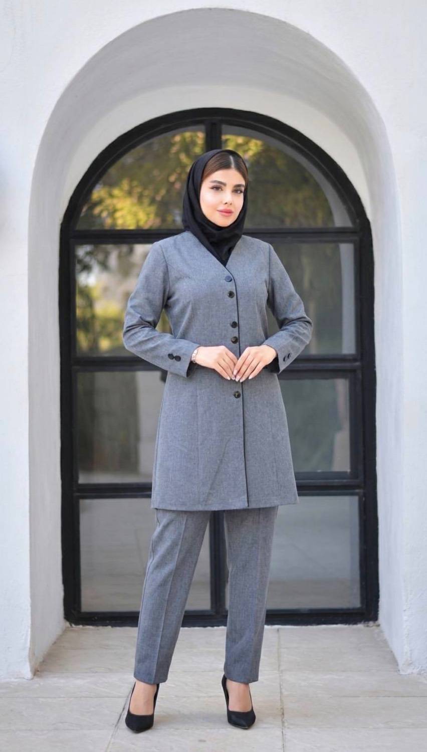 ست مانتو شلوار اداری زنانه مدل غزاله rash✅️جنس پرشیا دبل گرم بالا درجه1✅️  با بهترین کیفیت  مستقیما از تولیدی(فروش تک و عمده آروما فشن)
