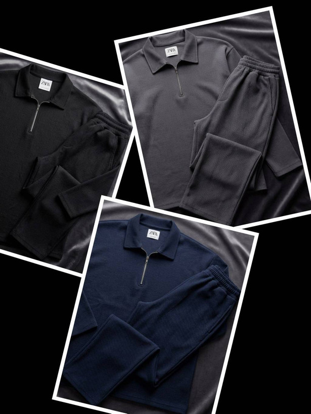 ست بلوز شلوار آستین بلند شیک و جذاب مردانه مدل لارنس نیم زیپ زارا ( ZARA) ✅️جنس مراکشی فیتیلهای درجه ی 1 apa✅️ با بهترین کیفیت مستقیم از تولیدی( فروش تک وعمده در آروما فشن)