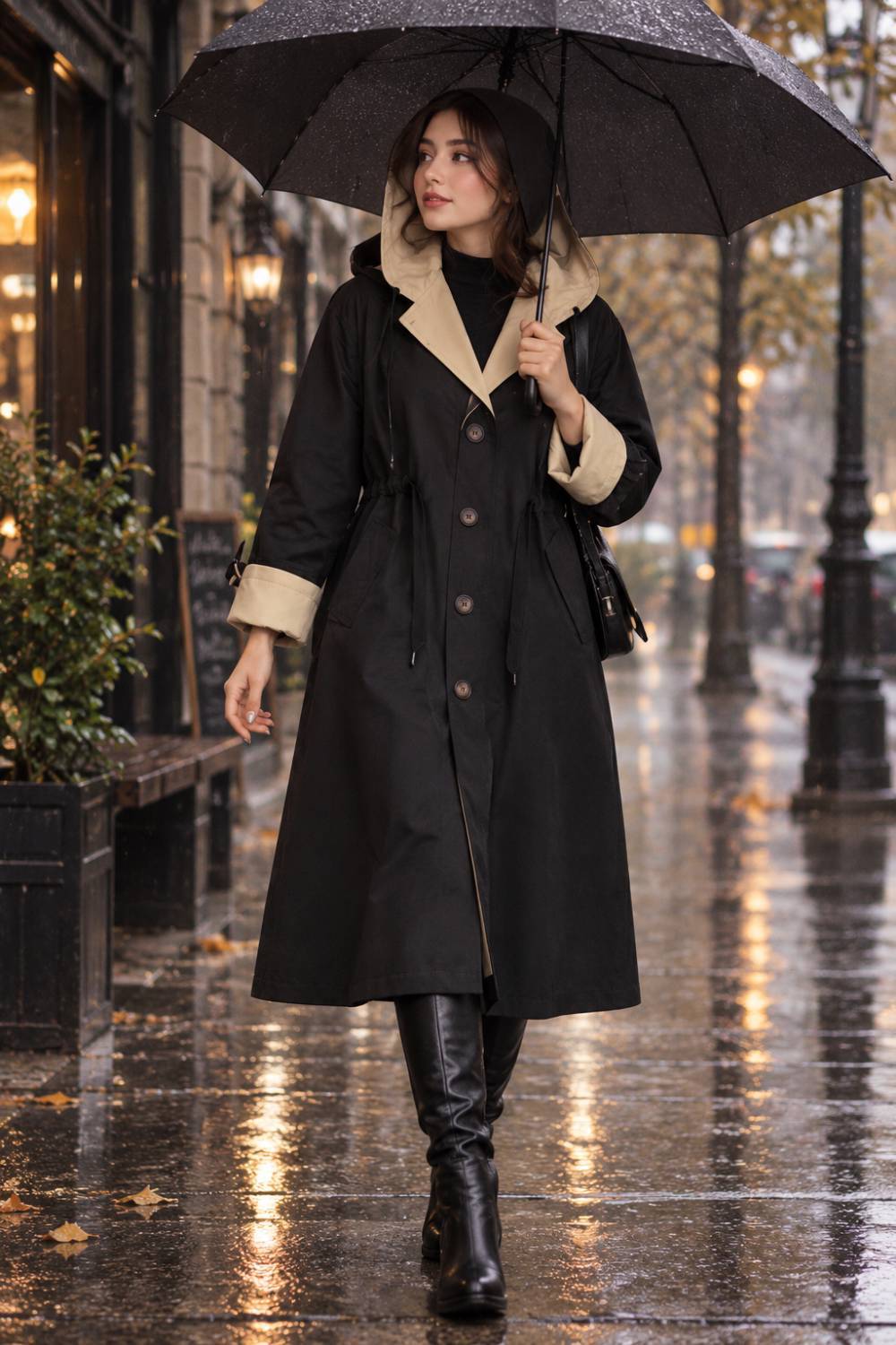 بارانی گرم،شیک و ضد آب زنانه بلند و کلاهدار مدل ماتیا shad 🌧️جنس سانتانا‌ وارداتی ضخیم و گرم بالا/ آستر دار درجه ۱ ✅با بهترین کیفیت مستقیم از تولیدی (فروش تک و عمده آرومافشن)