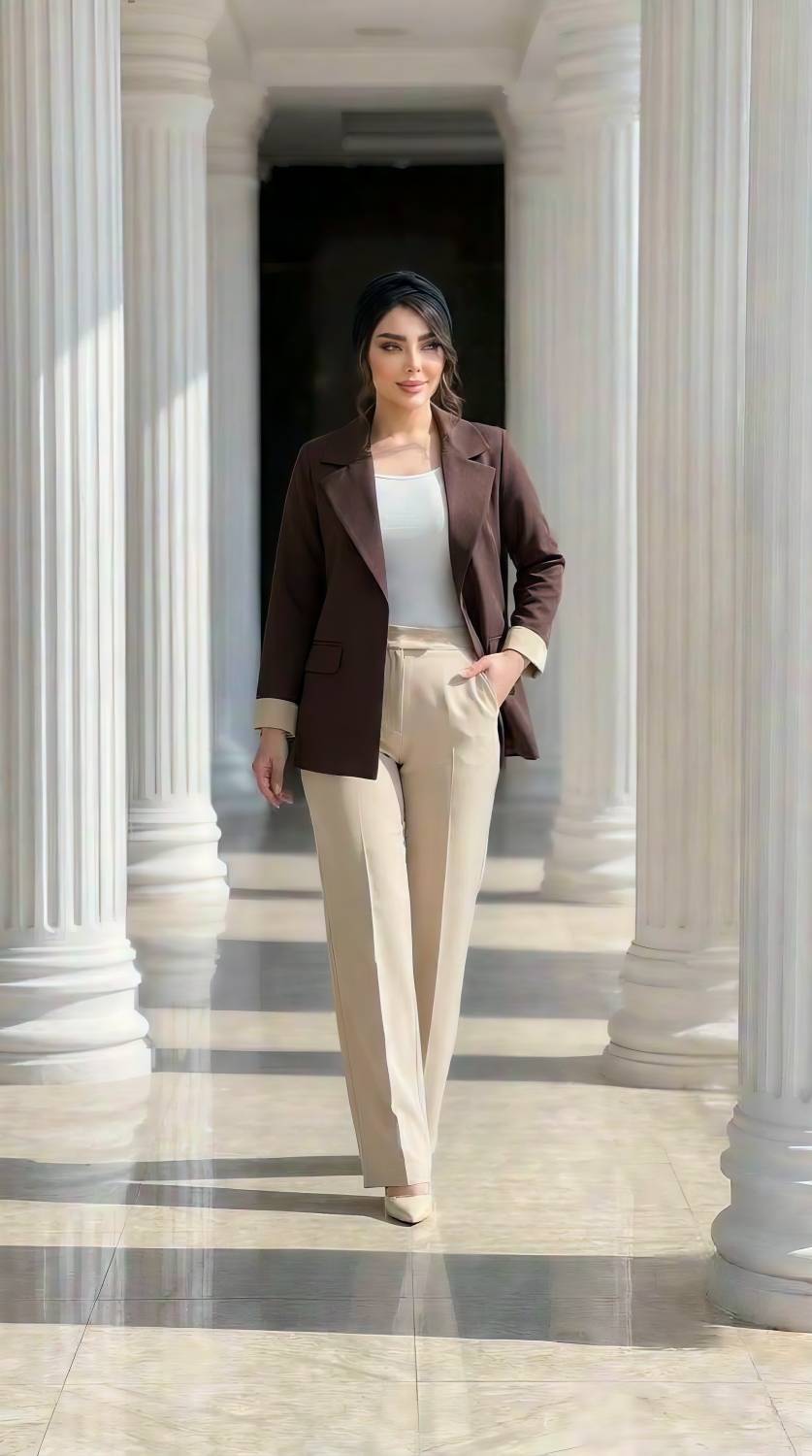 کت و شلوار شیک زیبا و ترند زنانه مدل سلنا rad 💕 جنس مازراتی وارداتی 320 گِرم درجه 1✅ با بهترین کیفیت مستقیما از تولیدی(فروش تک و عمده آرومافشن)