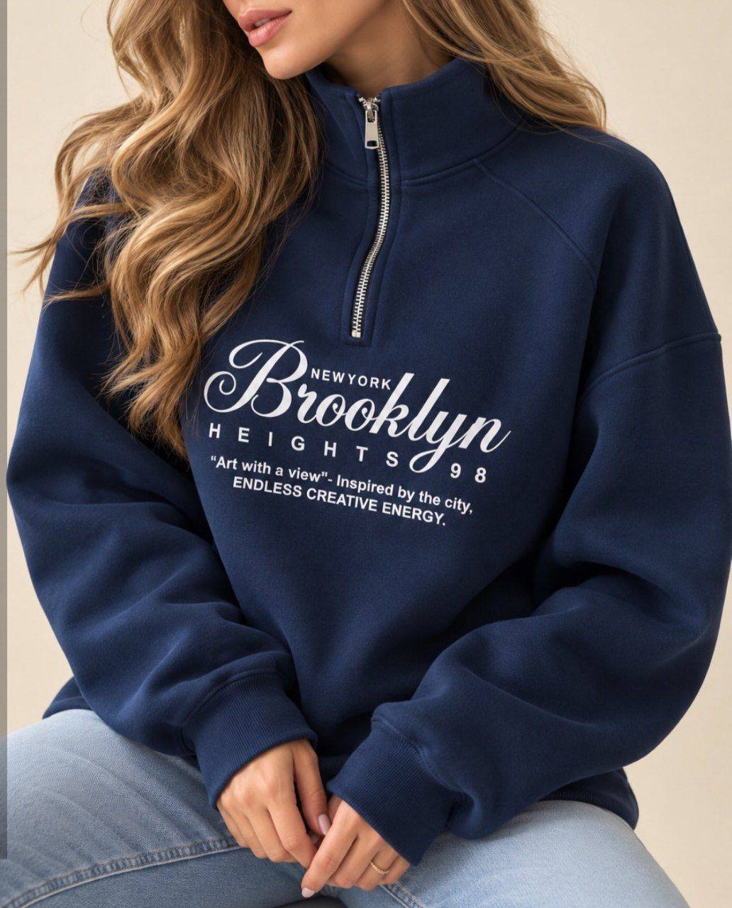 دورس گرم و خوش‌فرم و زیبا مدل نیم زیپ394 Brooklyn🍂جنس دورس سه نخ گرم بالا درجه 1✅️ lady با بهترین کیفیت مستقیما از تولیدی (فروش تک و عمده آرومافشن)